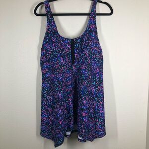 Swimsuits For All Padded Tankini Top Swim Wear Multicolored Confetti Print 18